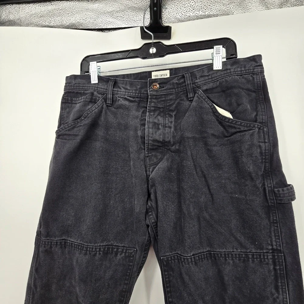 Todd Snyder Double Knee Pants Men 33x32 Black Flannel Lined Carpenter Workwear